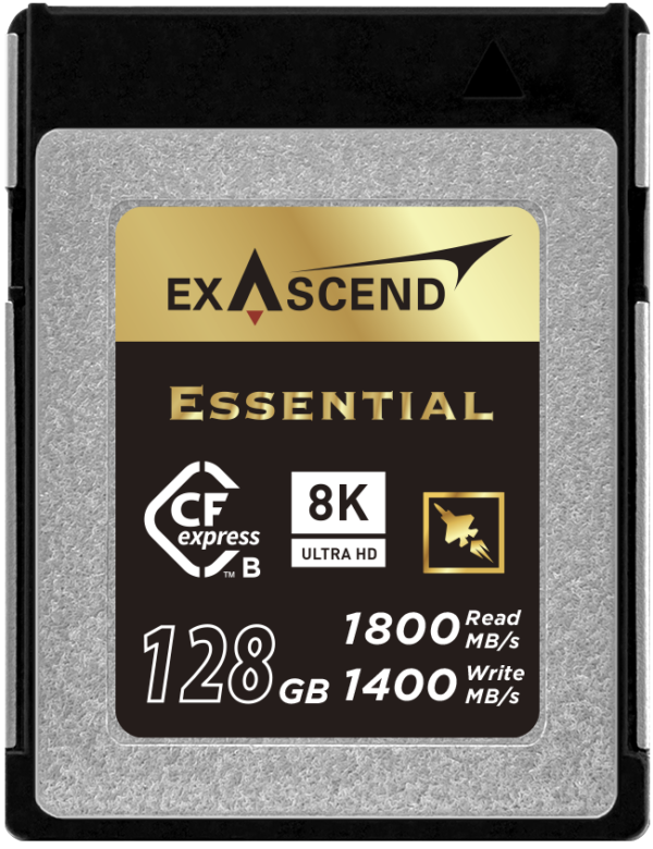 Exascend's Essential series CFexpress card with 128 GB storage capacity.