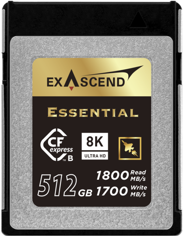 Exascend's Essential series CFexpress card with 512 GB storage capacity.