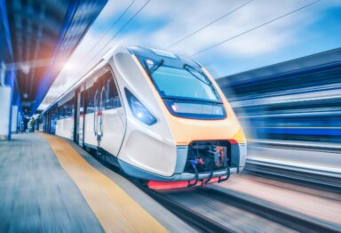 High-speed modern train that uses the latest transportation technologies