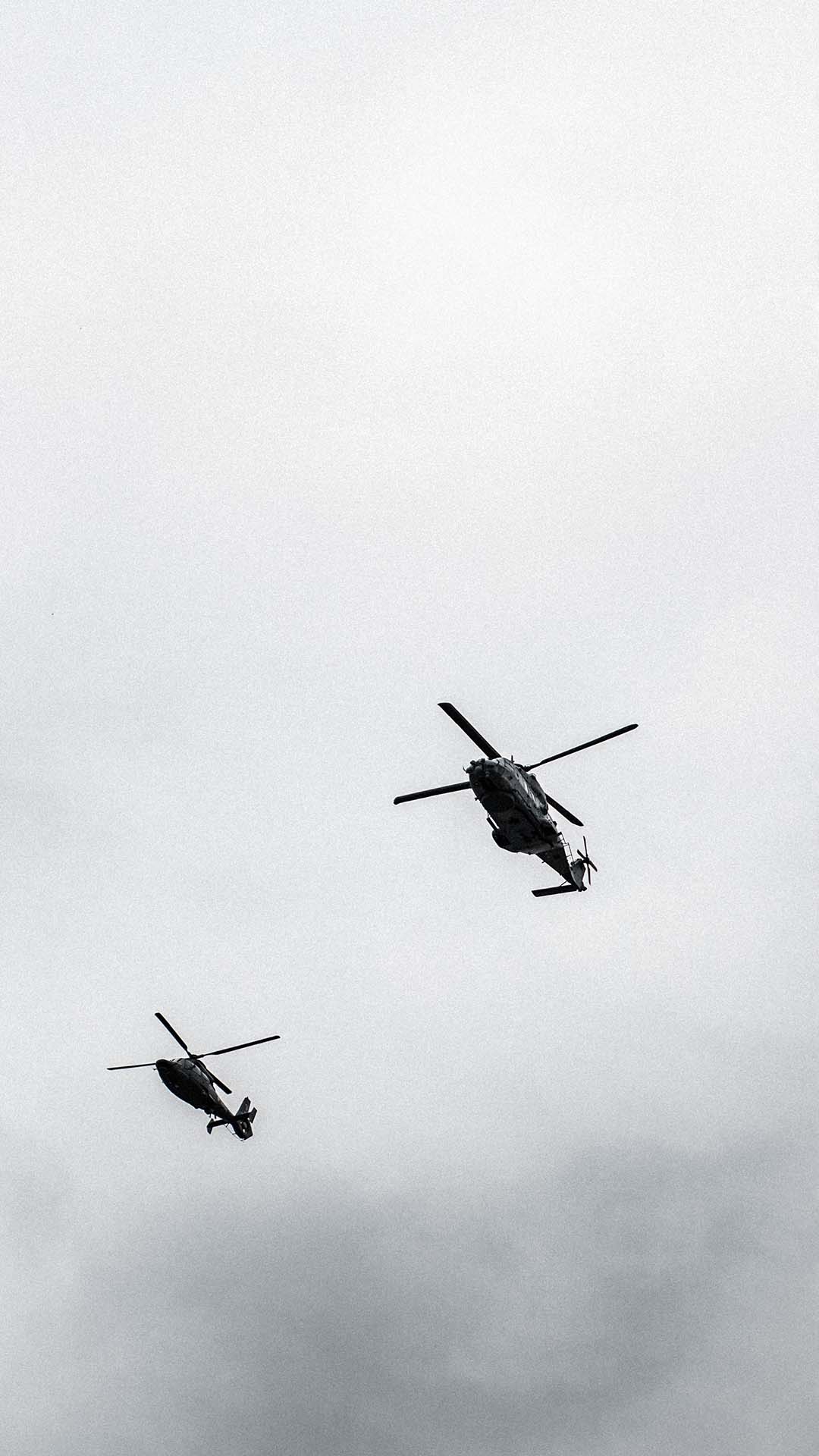 Military helicopters patrolling the airspace