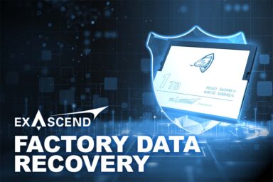 Image displaying Exascend's Archon CFast card alongside the text "Factory Data Recovery"