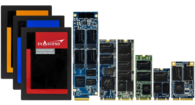 A selection of Exascend's SSD products