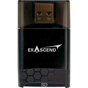 Exascend's SD card reader compatible with UHS-II and UHS-I.