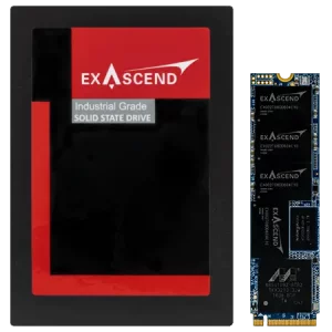 Photo displaying Exascend's PI3 series NVMe SSDs in the U.2 and M.2 form factors