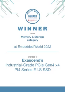 Best-in-show winner certificate awarded to Exascend