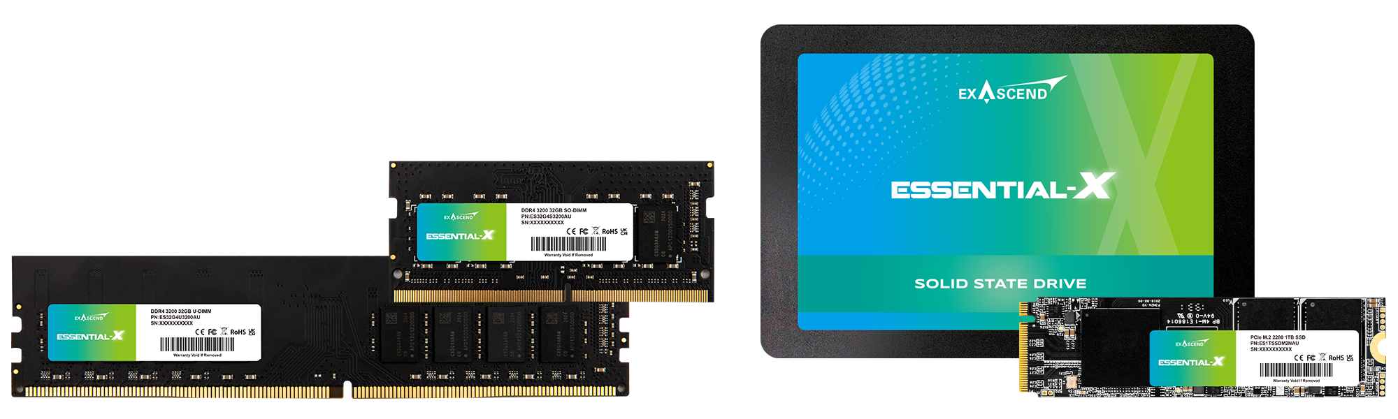 Essential-X: High-value PCIe SSD, SATA SSD & DDR4 RAM